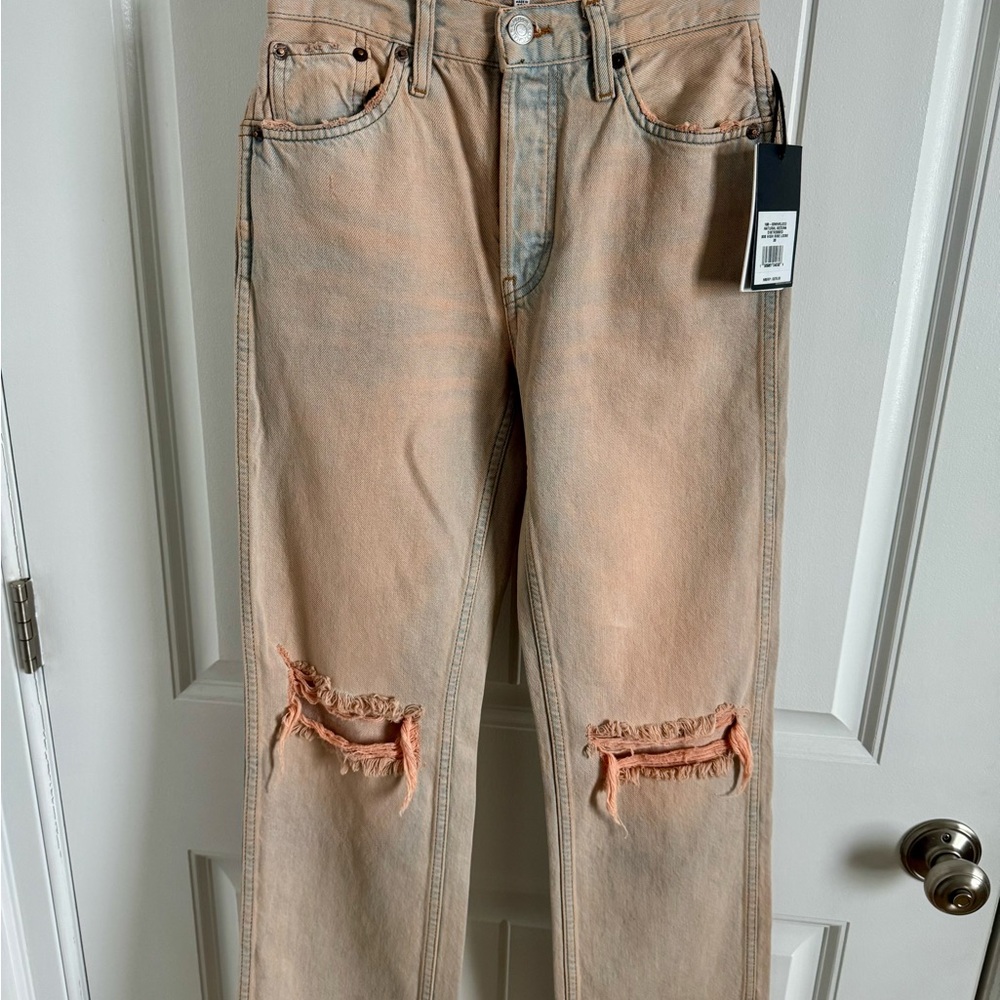 Re/Done Natural Beige Distressed Jeans 23 Waist